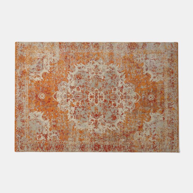 Tapis antique oriental orange (Devant)