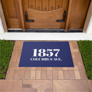 Tapis bleu marine moderne et blanc élégant