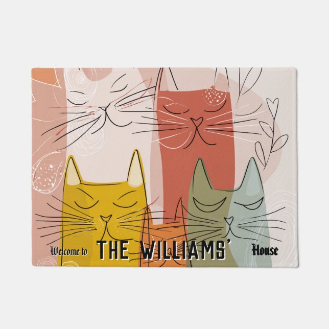 Tapis cadeau pour parents de chat de la forêt bohè (Devant)