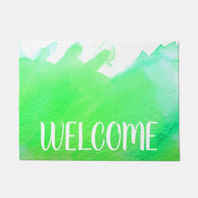 Tapis d'accueil pour le thème de l'aquarelle verte (Devant)