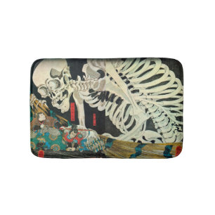 Tapis De Bain 相馬の古内裏, squelette de 国芳 manoeuvré par la sorcière,