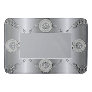 Tapis De Bain 25ème anniversaire de Mariage d'argent Mat de bain