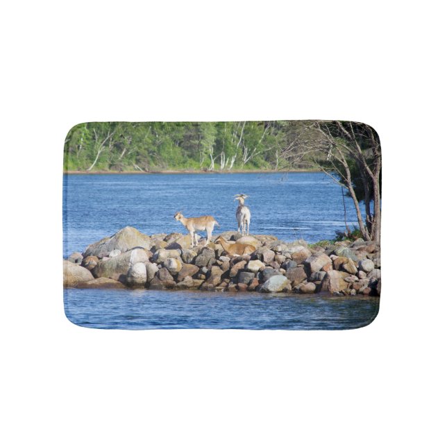 Tapis de bain 3 chèvres sur rochers (Devant)