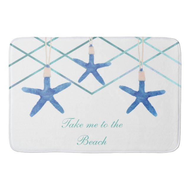 Tapis De Bain 3 étoiles de mer & lignes modernes élégant plage p (Devant)