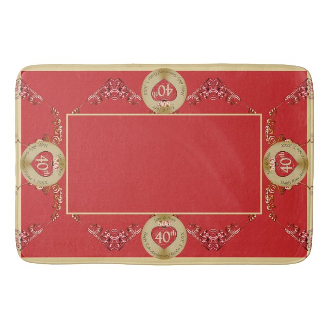 Tapis De Bain 40e/15e anniversaire du Mariage rouge Ruby (Devant)