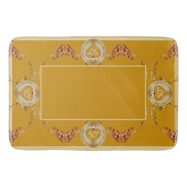 Tapis De Bain 50e/1er Anniversaire de bain Mariage d'ocre d'or (Devant)