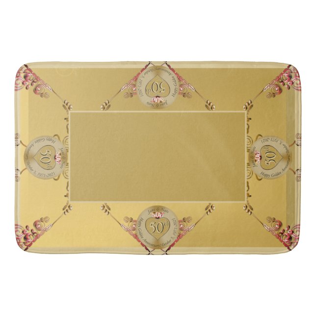 Tapis De Bain 50e/1er Anniversaire de bain Mariage d'ocre d'or (Devant)