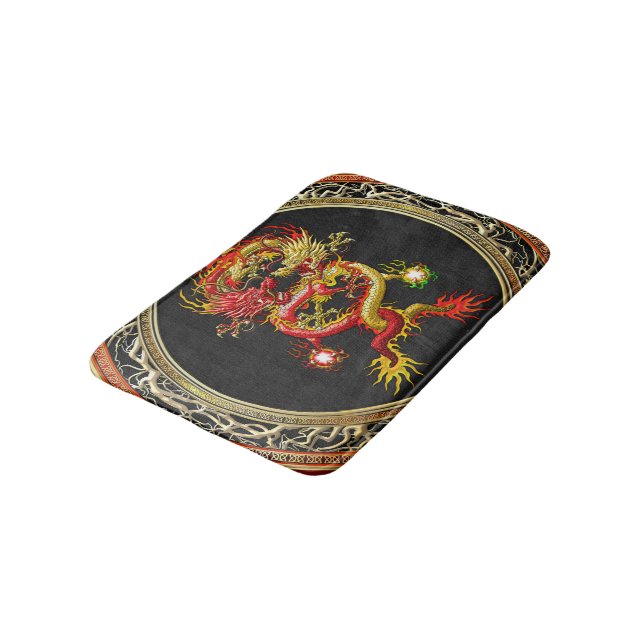 Tapis De Bain [600] Dragons rouges et jaunes (Angle)