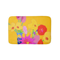 Tapis de bain à bouquets floraux mixtes rouges ros