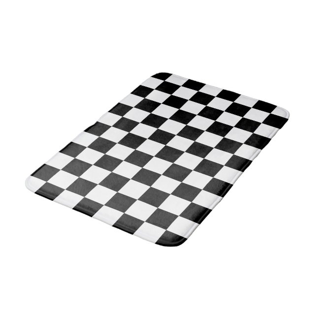 Tapis De Bain À carreaux noir et blanc (Angle)