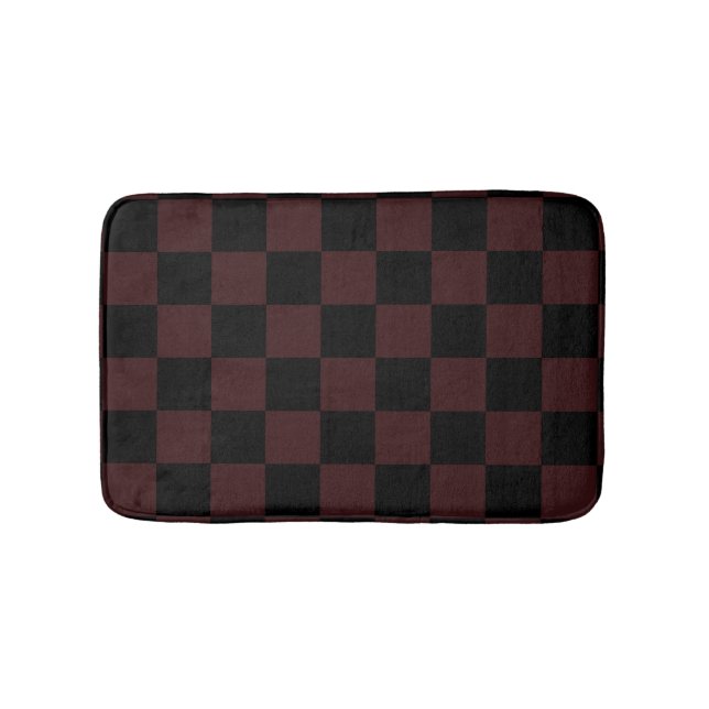 Tapis de bain à carreaux noirs et marron (Devant)