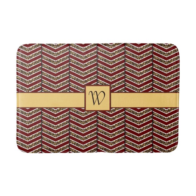 Tapis de bain à chevron imprimé léopard (Devant)