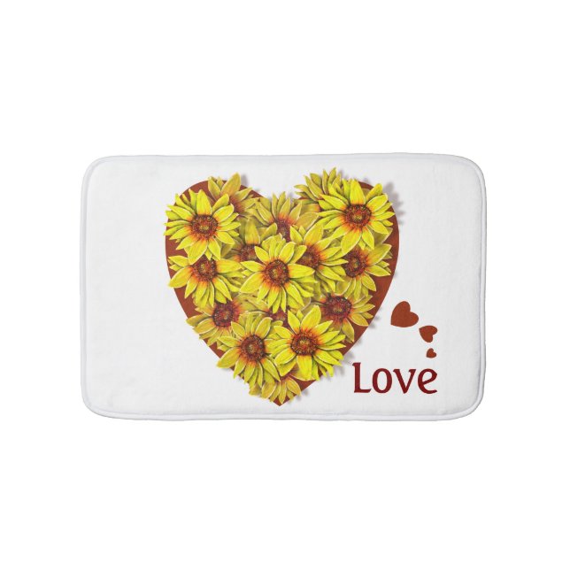 Tapis de bain à coeur de tournesol (Devant)