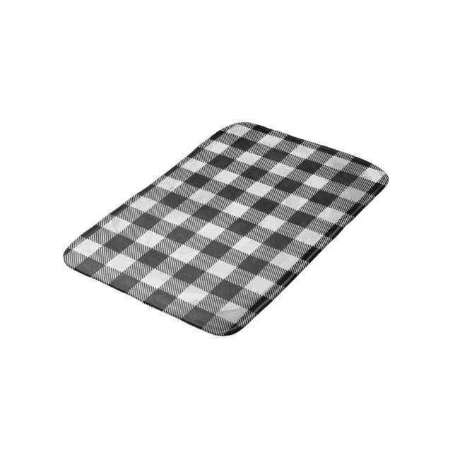 Tapis De Bain à damiers Plaid Noir Et Blanc (Angle)