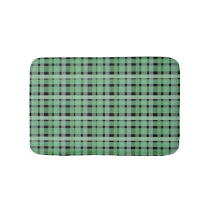 Tapis De Bain à damiers Plaid Tartan Vert Grandes Sur Noir