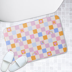 Tapis De Bain à damiers Rainbow Boho Peace Love Bath Mat