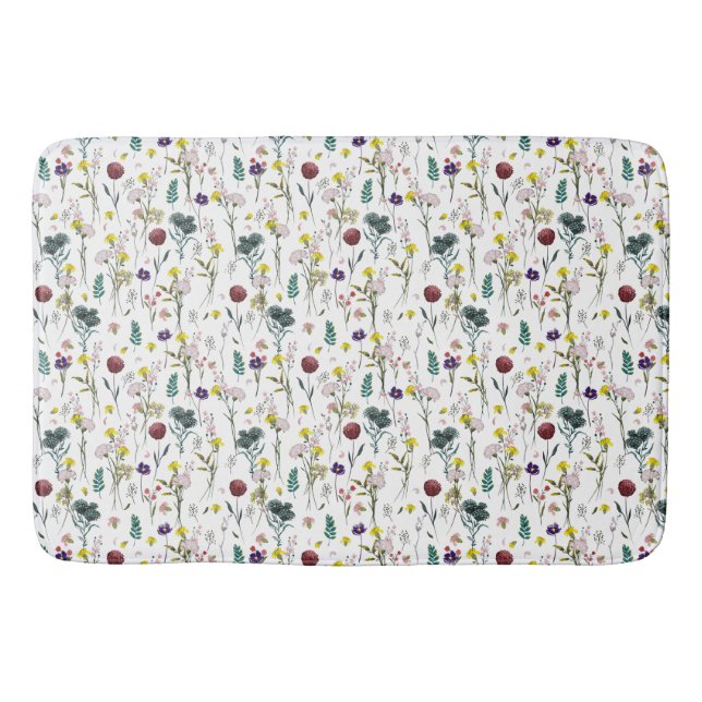 Tapis de bain à fleurs sauvages vibrant (Devant)