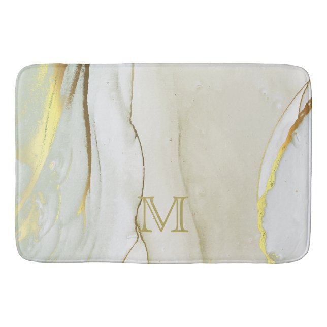 Tapis de bain à monogramme à motif abstrait à encr (Devant)