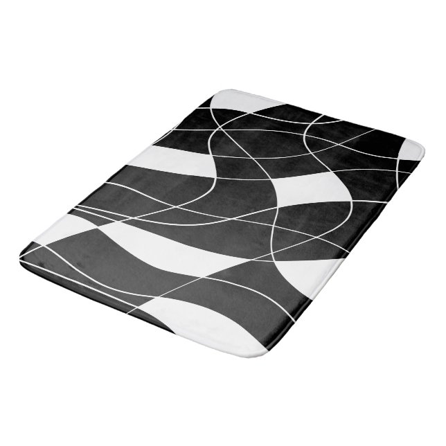 Tapis de bain à motif abstrait noir et blanc moder (Angle)