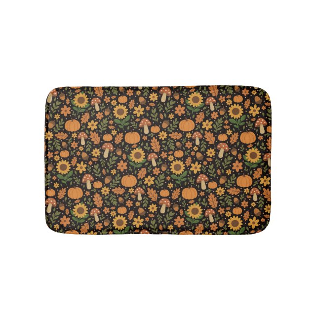 Tapis de bain à motif automnal rustique dessiné à  (Devant)