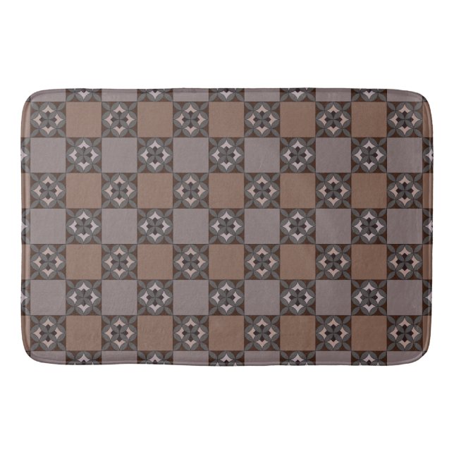Tapis de bain à motif damier de pétales  (Devant)