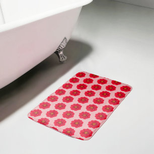 Tapis de bain à motif sans couture de fleur rouge