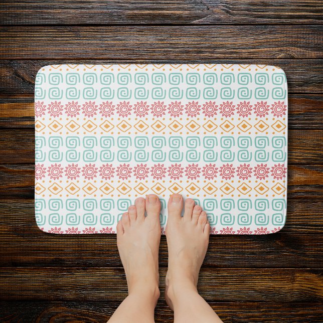 Tapis de bain à motif tribal Boho | Soleil pastel  (Créateur téléchargé)