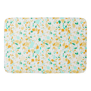 Tapis de bain à motifs Terrazzo vert et or
