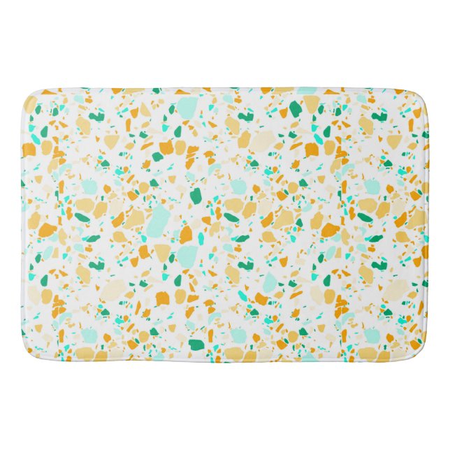 Tapis de bain à motifs Terrazzo vert et or (Devant)