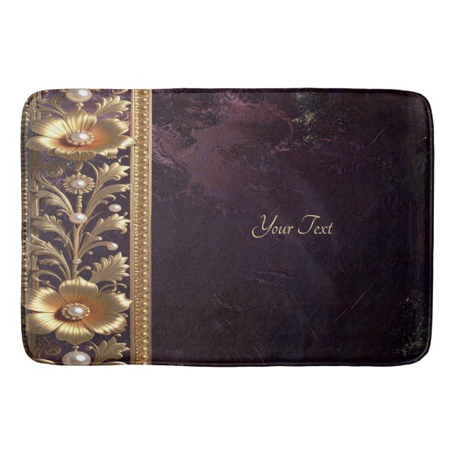 Tapis de bain à ornement floral doré (Devant)