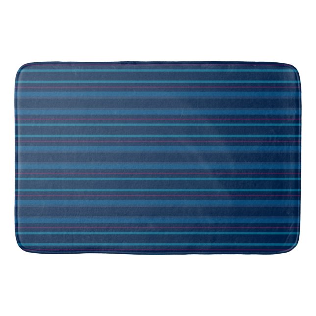 Tapis de bain à rayures bleu marine (Devant)
