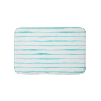 Tapis de bain à rayures turquoise