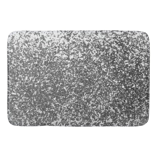 Tapis de bain à texture parties scintillant argent (Devant)