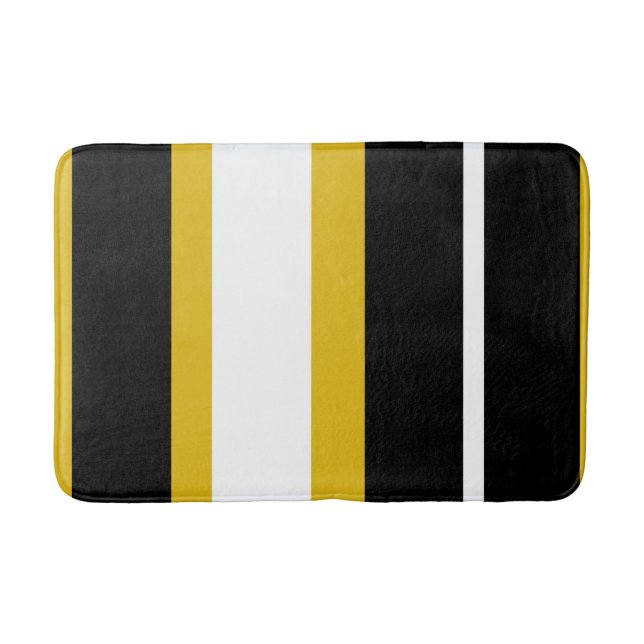 Tapis De Bain Abeille à rayures jaunes noires et blanches (Devant)