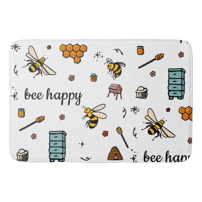Tapis De Bain Abeille joyeux jolies abeilles mot art (Devant)