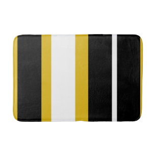 Tapis De Bain Abeille Rayure Jaune Noir Blanc Rayures