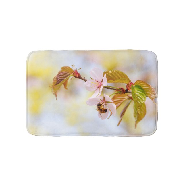 Tapis De Bain Abeille sur une fleur de cerisier (Devant)