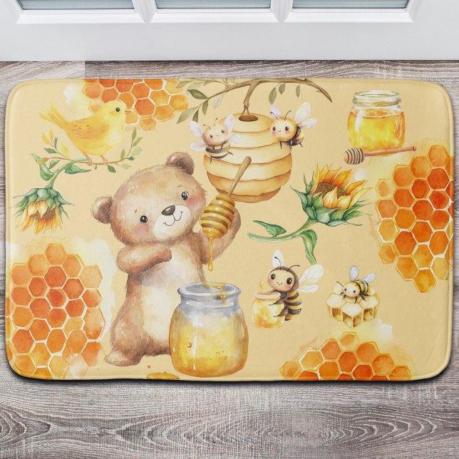 Tapis De Bain Abeilles d'ours au miel personnalisées (Créateur téléchargé)