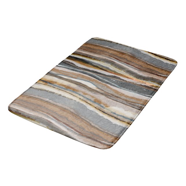 Tapis De Bain Abstract Agate Stripes Neutral Earth Tones (Angle)