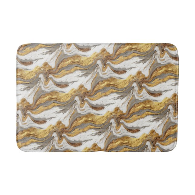 Tapis De Bain Abstract Gray Marble Texture with Flowing Gold (Devant)