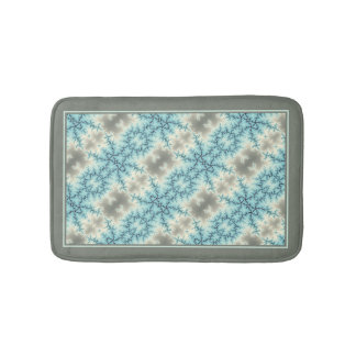 Tapis De Bain Abstrait bleu, gris motif de flocons de neige avec