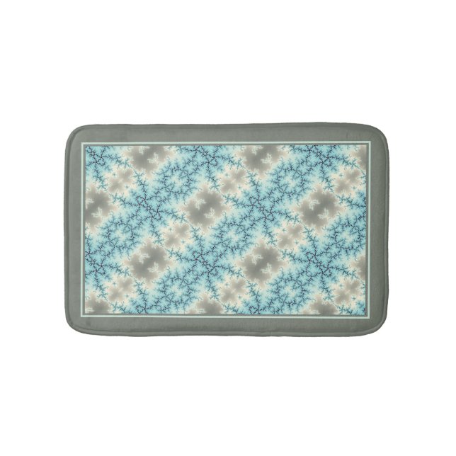 Tapis De Bain Abstrait bleu, gris motif de flocons de neige avec (Devant)