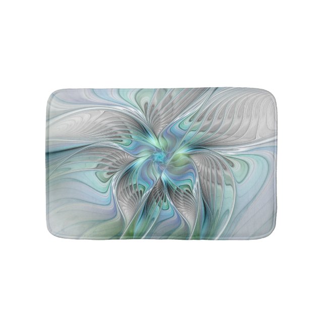 Tapis De Bain Abstrait bleu Mint vert Papillon Imaginaire fracta (Devant)
