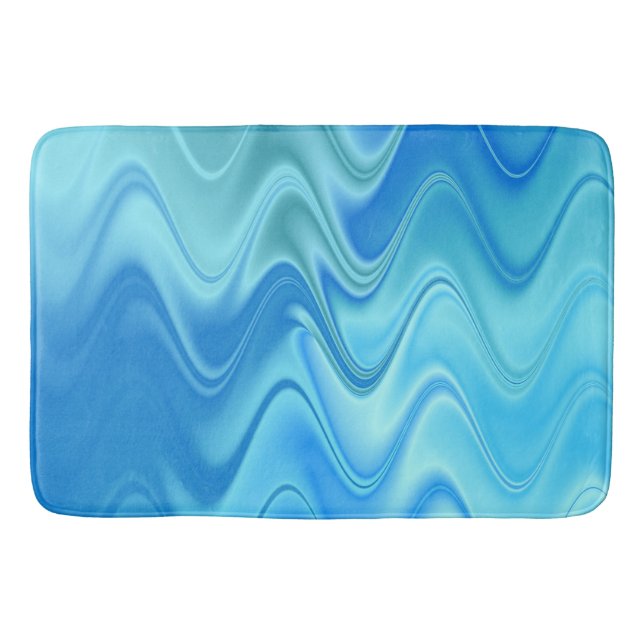 Tapis De Bain Abstrait Bleu Ondulé (Devant)