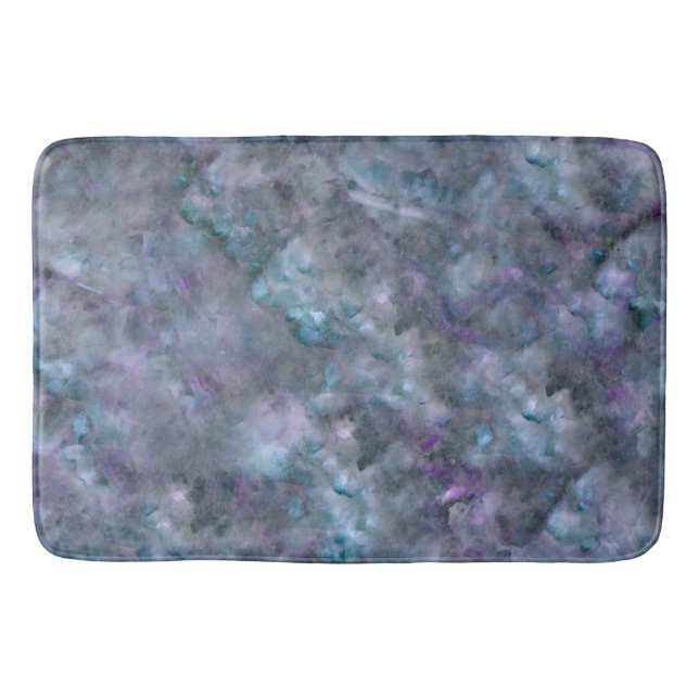 Tapis De Bain Abstrait bleu violet turquoise quartz marbre grani (Devant)