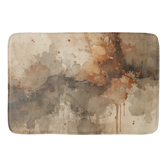 Tapis De Bain Abstrait Brun Orange Ambre Gris Noir (Devant)