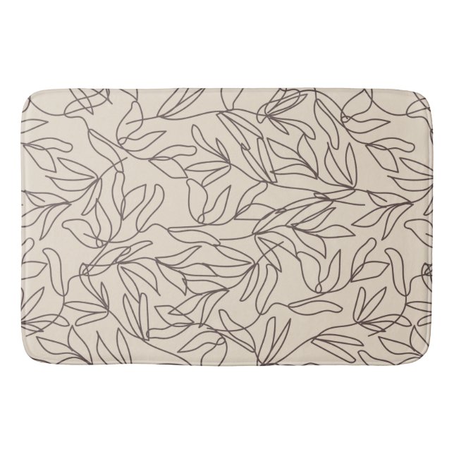 Tapis De Bain Abstrait de ligne de bois motif moderne art feuill (Devant)