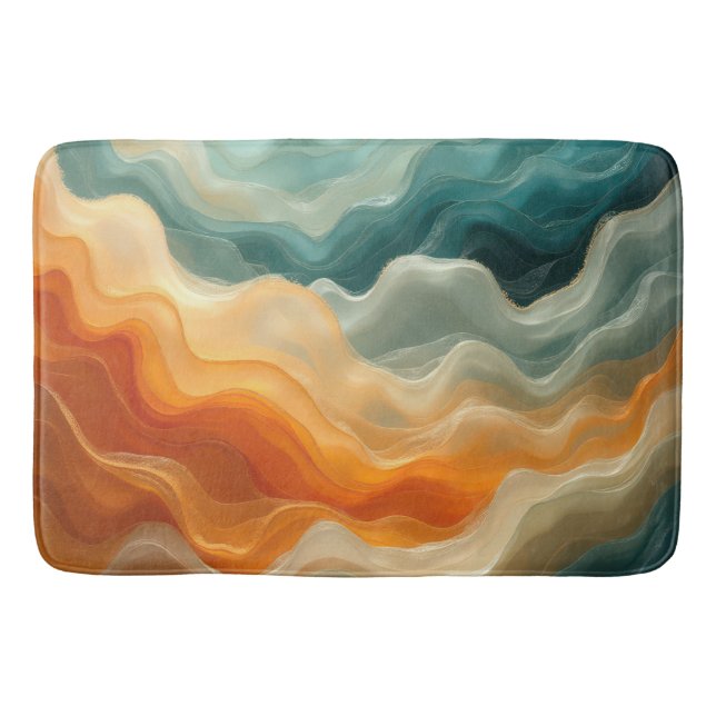 Tapis De Bain Abstrait de vague fluide contemporain (Devant)