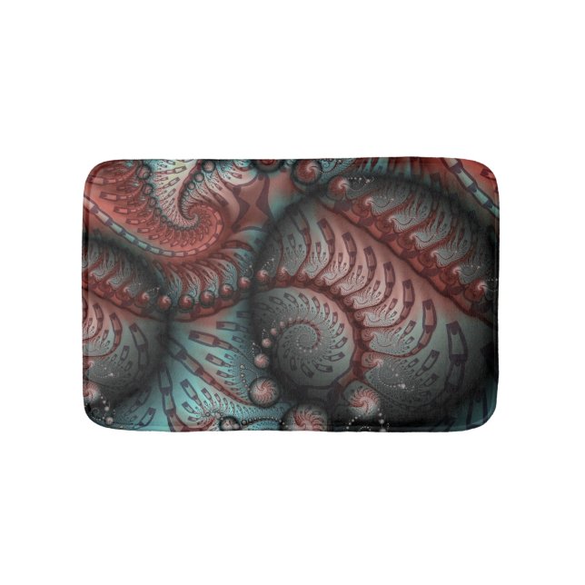 Tapis De Bain Abstrait Fantaisie Vive Art Fractal Brun Bleu (Devant)