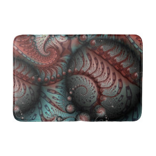 Tapis De Bain Abstrait Fantaisie Vive Art Fractal Brun Bleu